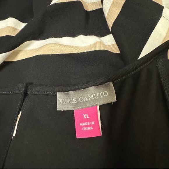 NWT Vince Camuto Kenya Blues Cold Open Shoulder Top in Rich Black Stripe Size XL - Picture 6 of 7